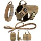 Large Dog Collar Military Dog Harness And Leash Set Pet Training Vest Tactical G