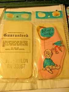 VINTAGE INFANT'S ANKLE SOCKS 1 PR DUPONT NYLON 1960s 4-6 1/2 PINK - Picture 1 of 1