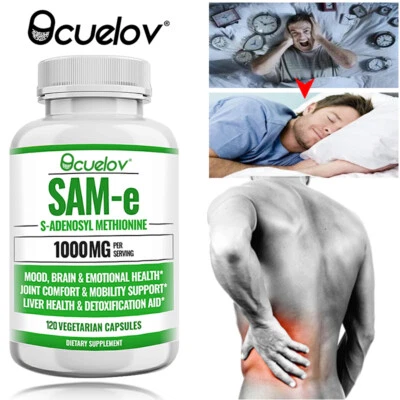 BCUELOV SAM-e Supplements 1000 Mg Back Pain Liver Health Detoxification 120 Capsules