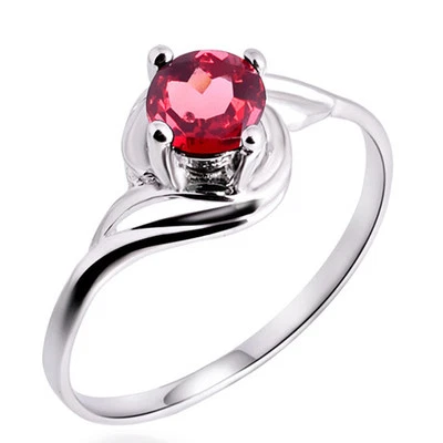 Red Natural Ruby WGF Solid Sterling Silver Birthstone Wedding Bridal Ring SR57 Foto 1 de 2