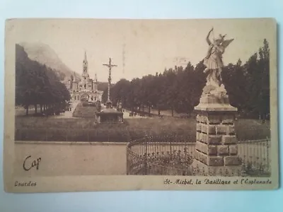 Cpa Lourdes. St Michel,la Basilique Et L'esplanade 1948 • 3.70€
