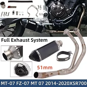 Motor Full Exhaust System Loop Header Pipe For YAMAHA MT07 FZ07 XSR700 2014-2020 - Picture 1 of 16