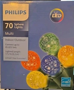 Phillips 70 Count Multi Color LED Sphere String Lights, Green Wire. Christmas - Picture 1 of 2