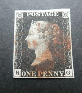 1840 1d SCHWARZ R-G MIT 4 SCHÖNEN RÄNDERN ROT M.C. SEHR FEIN - Bild 1 von 1
