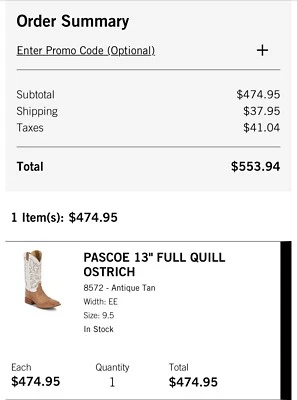 Justin страус ботинки модель 8572 размер 9-1/2EE - Изображение 1 из 3