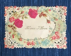 688A~ Vintage To One I love Valentinstag Karte gestanzte Rosen  - Bild 1 von 3