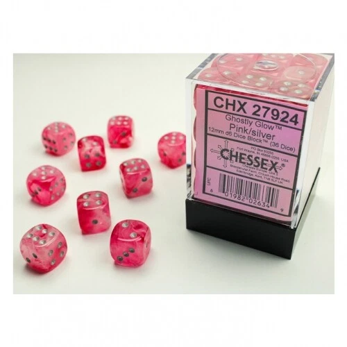 Dice - 12Mm - Ghostly Glow Pink/Silver (Dice Set 36 X W6) - Image 1 of 1