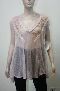 Basil & Lola Sexi Damen Spitzen Overlay Tank Top Bluse Häkel Tunika - Bild 1 von 4