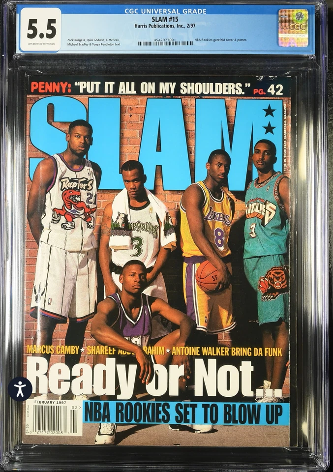 February 1997 SLAM Magazine #15 KOBE BRYANT CGC Rated Ray Allen Camby Marbury - Image 1 of 1