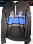 Bullzye Rugby Style Jersey Black Blue Bull Riding Large Bz33 Long Sleeve