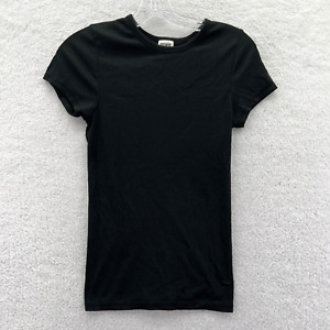 T-shirt Victoria's Secret filles noir moyen manches courtes ROSE logo chiot haut jeunesse