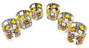 6 Rare VTG MCM Retro 1970s Intl' Traffic Signs Old Fashioned Whiskey Glasses Set - Picture 1 of 8