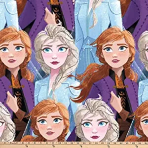 Frozen Elsa and Anna Packed Fleece Fabric - Picture 1 of 2