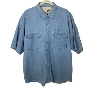 Vintage Y2K 90s Bugle Boy Denim Work Chore Farm Shirt Pencil Pocket Men XXL Blue - Picture 1 of 6