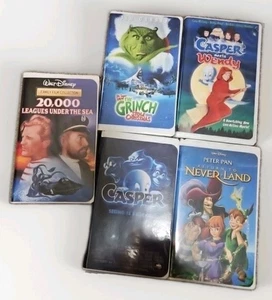 Disney Movie & Other VHS Pack Lot 5 TheGrinch Casper &Windy 20,000 Leagu & More - Picture 1 of 2