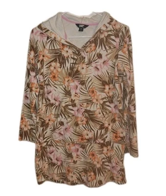 Encubrimiento de natación con capucha Lands' End talla XL rosa blanco marrón  Foto 1 de 4