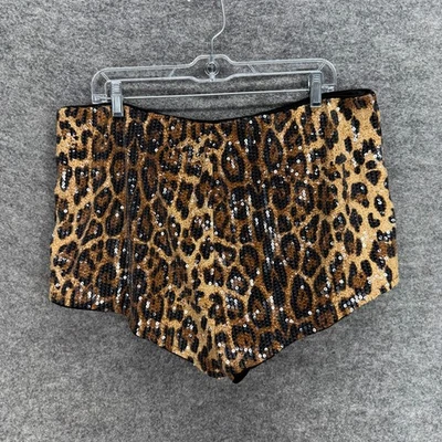 Unbranded Shorts Women 3XL Brown Animal Print High Rise Sequin Hot Pants Pull On - Image 1 of 4