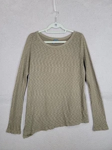 Assymetrical Top Small Olive Green Long Sleeve Contrast Left Of Center Boho - Picture 1 of 8