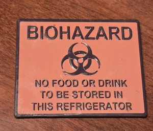 Funny Biohazard Magnet 3"W x 2½"H Joke For Fun Fridge Locker Car Orange - Picture 1 of 4
