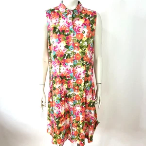Talbots 12 Midi Below Knee Button Shirt Dress Floral All Over Print Pink - Picture 1 of 13