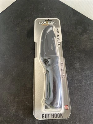Faca Camillus Titanium Gut Hook com bainha de aço inoxidável Full Tang frete grátis!! - Imagem 1 de 4