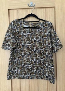 Cerulean Paisley Print Grey And Yellow Short Sleeved Top Size 10 - Picture 1 of 7