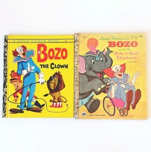 2× Little Golden Book Lot Bozo The Clown & Bozo and Hide 'n' Seek Elephant 70's - Picture 1 of 9