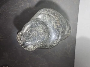 Vintage Canadian Eskimo Inuit Argillite Stone Carving Large Walrus YAW ALAYCO - Picture 1 of 12
