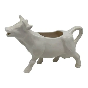 Vintage weiß Porzellan Keramik glasiert Kuh Milchkännchen Milch Sahnekännchen - Bild 1 von 11