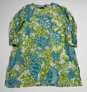 Gretchen Scott Tunic Coverup Dress Turtles Coral Green Teal sz 6-8 - Picture 1 of 9