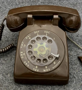 Brown Rotary Dial Desk Phone Telephone ITT Retro Mid Century Prop Decor - Picture 1 of 13