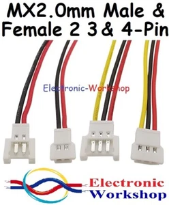Cable conector JST macho hembra MX2,0 mm 51006 MOLEX de 2 pines 3 pines 4 pines vendedor del Reino Unido - Imagen 1 de 15