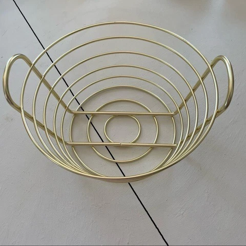 Gold Tone Decorative Wire Storage Basket Cover