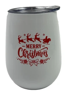 "MERRY CHRISTMAS" Wine Tumbler 12oz Coffee Hot/Cold Drink FUNNY Christmas Gift - Picture 1 of 3