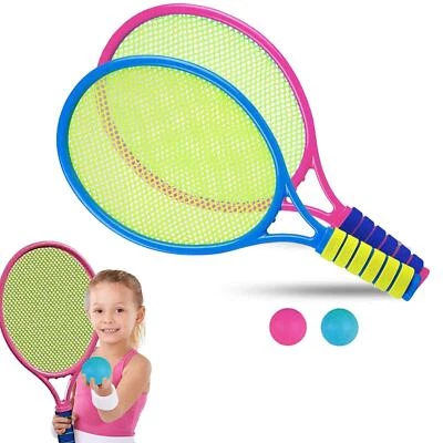 Tennis Set of 2 Kids Racket Balls Indoor Outdoor Summer Activity Garden Game  - Image 1 of 4