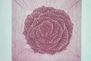 Aquatinta-Radierung „Rose in Box“, original signiert T. Ehmke, 2024 - Bild 1 von 4