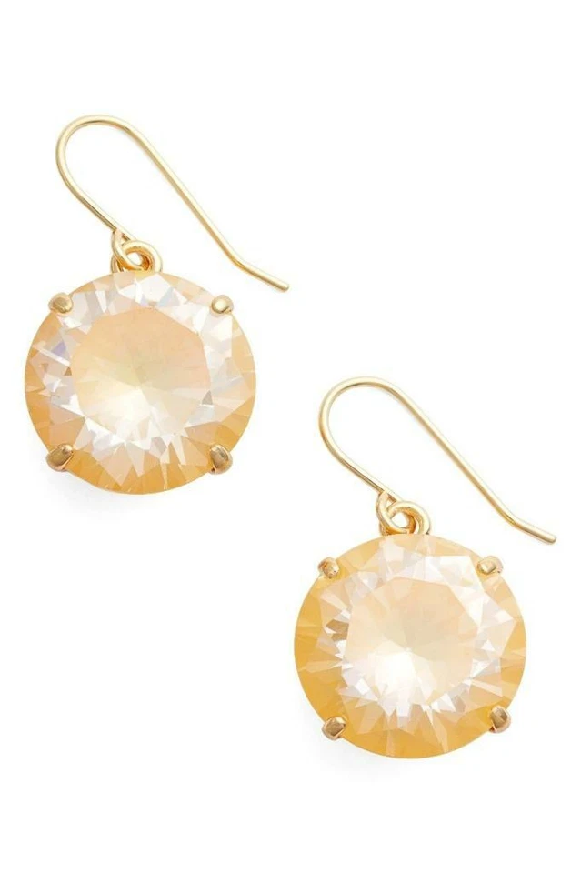 Kate Spade "shine On" 14k Earrings Yellow French Wire CV Stones A6a