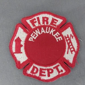 Pewaukee WI Wisconsin 3 1/4" Fire Dept Patch Red White - Picture 1 of 2