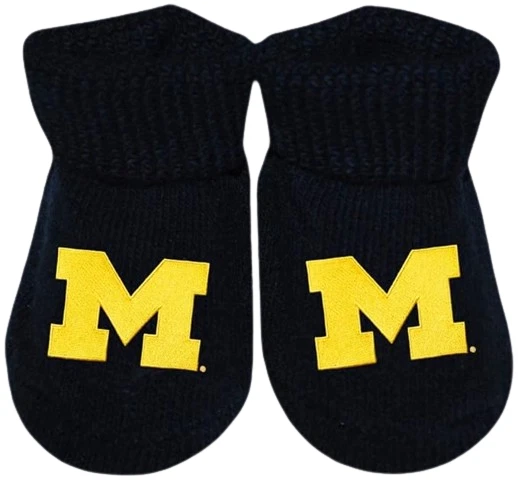 Michigan Wolverines Creative Knitwear Booties Size 0-3 - Image 1 of 1