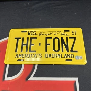 Henry Winkler Happy Days Autographed Inscribed Fonz License plate Beckett BAS - Picture 1 of 3