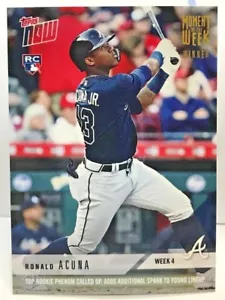 Ronald Acuna 2018 Topps Now Moment of the Week RC #MOW-4W GOLD Winner - SP /830 - Picture 1 of 2