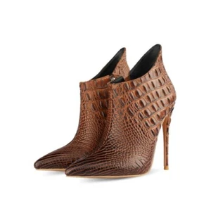 Womens Pointed Toes Super High Heels Thin Heels Sexy Plus Size Zip Ankle Boots - Picture 1 of 29