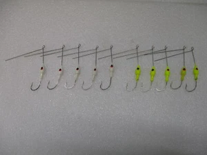10 cabezales de cebo giratorios 3/8 oz. pintado blanco y amarillo ambos ojos con ganchos - Imagen 1 de 8