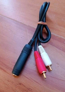 3.5mm AUX Female to 2 RCA Male Audio Cord  Stereo Audio Adapter Connector - Picture 1 of 3