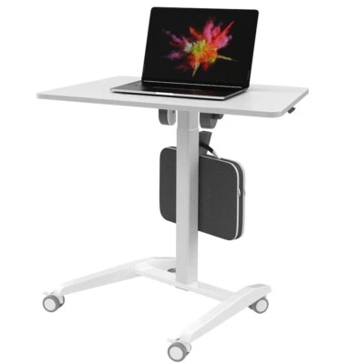 Altus Mobile Laptop Desk Pneumatic Standing Height Adjustable Rolling - White - image 1 of 4