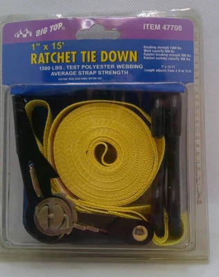 Atar de trinquete Big Top 1" x 15 pies con 2 ganchos nuevo en caja Foto 1 de 4