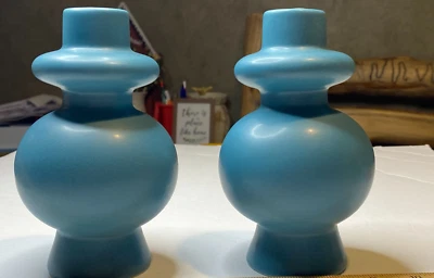 Pair of Modern Matte Blue Ceramic Candle Holders Taper Candlestick - Image 1 of 4