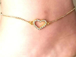 Brazalete dorado corazón tobillo dorado corazón dije tobillo tobillo tobillo para mujer - Imagen 1 de 5