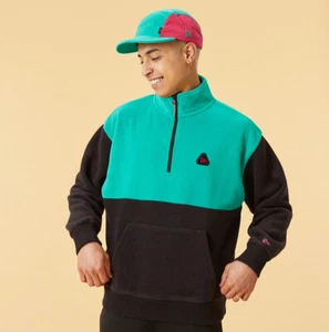 New Era Cap Men's Color Block Bright Green Half Zip Pull Over Sweatshirt Jumper - Picture 1 of 5