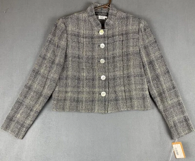 Chaqueta Boutique De Colección Cynthia Howie Maggy Talla 8 Nueva Con Etiquetas Negra Blanca Blazer Corto en Niveles Foto 1 de 4